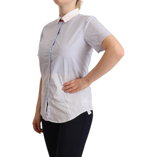 AGLINI Light Blue Cotton Short Sleeves Collared Polo Top TSH6903 - 46