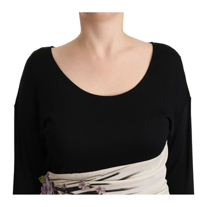 Roberto Cavalli Black Silver Sheath Knee Length Dress WOMAN DRESSES