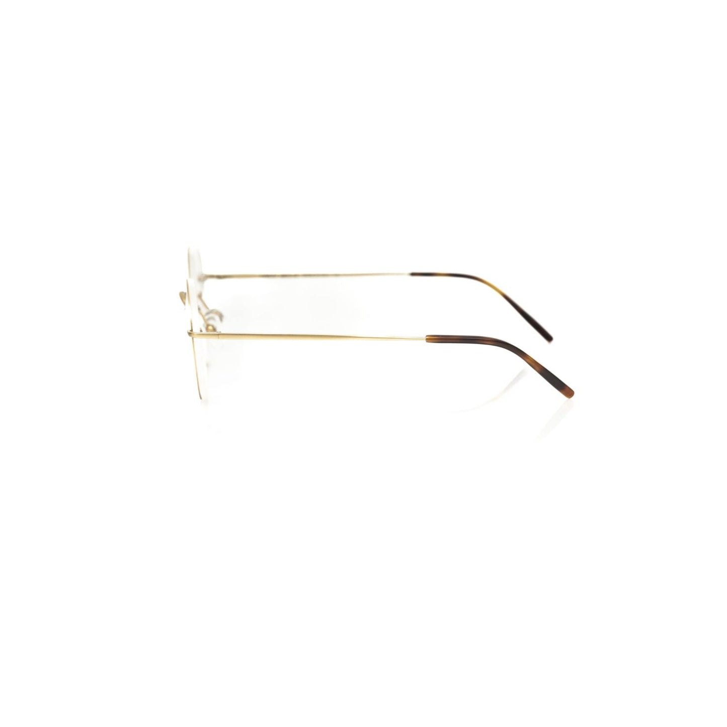 Side view of Frankie Morello Gold Metallic Unisex Frame eyewear showcasing elegant Italian design.