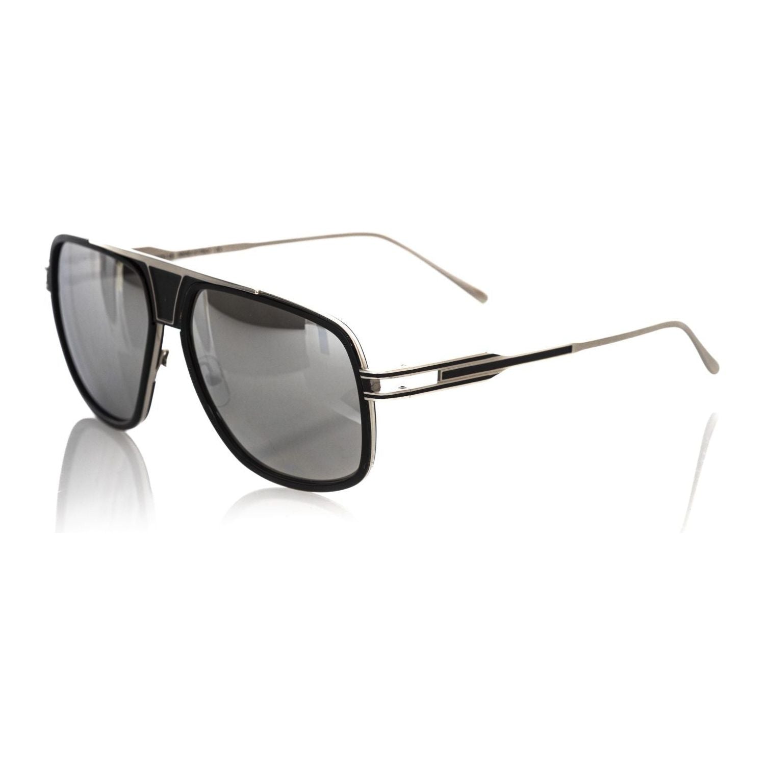 Frankie Morello Black Metallic Fiber Men Sunglass