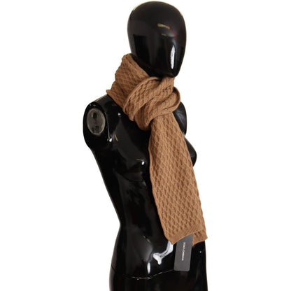 Dolce & Gabbana Dark Brown Wrap Shawl Knitted Camel Scarf