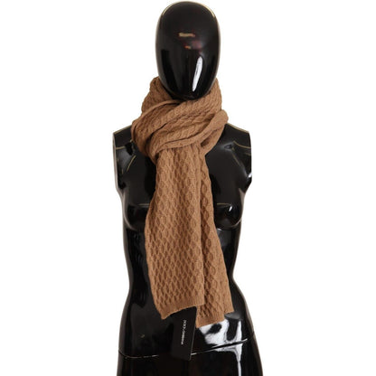 Dolce & Gabbana Dark Brown Wrap Shawl Knitted Camel Scarf