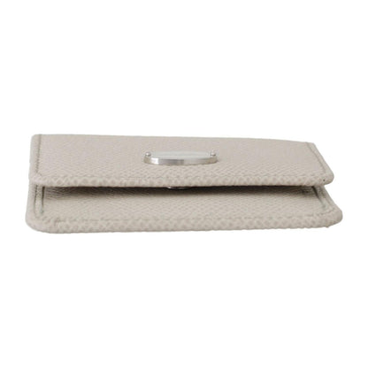 Dolce & Gabbana White Dauphine Leather Holder Pocket Wallet Condom Case