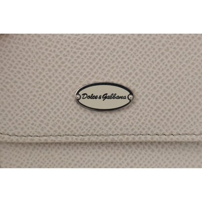 Dolce & Gabbana White Dauphine Leather Holder Pocket Wallet Condom Case