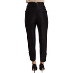 Dsquared² Black Button Embellished Cropped High Waist Pants PAN72649 - 40