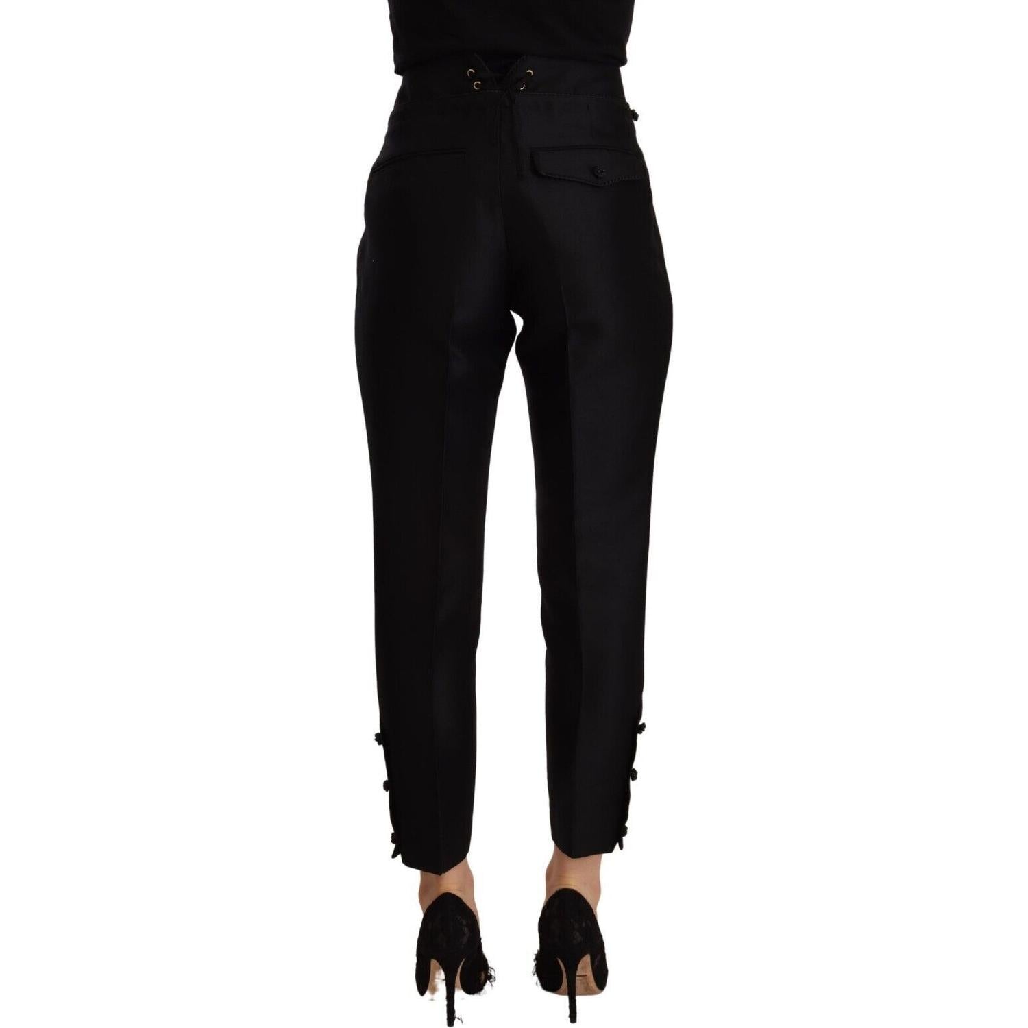 Dsquared² Black Wool High Waist Skinny Women Pants