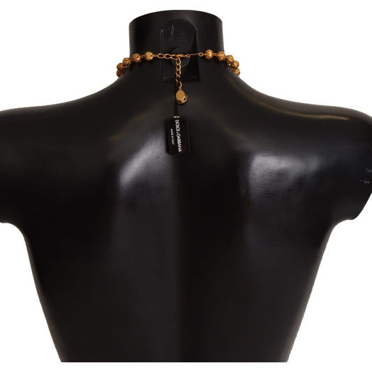 Dolce & Gabbana Gold Brass Carretto Sicily Statement Crystal Chain Necklace SMY100839