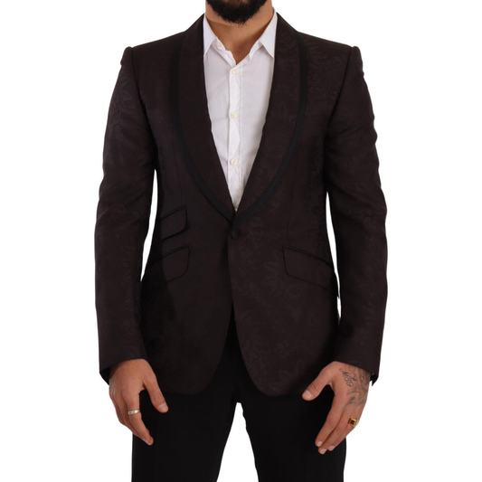 Dolce & Gabbana Purple Jacquard Single Breasted SICILIA Blazer