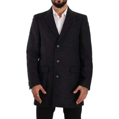 Dolce & Gabbana Dark Gray Wool Over Trench Coat Men Jacket