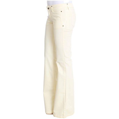 Costume National White Cotton Stretch Flare Jeans