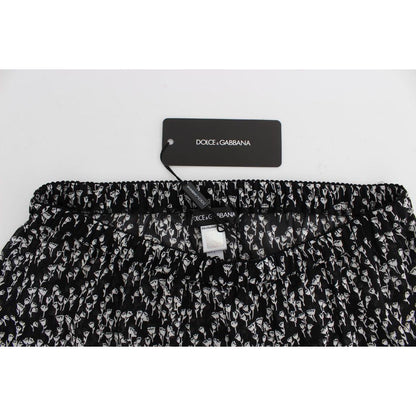 Dolce & Gabbana Black White Floral Lace Silk Sleepwear Shorts