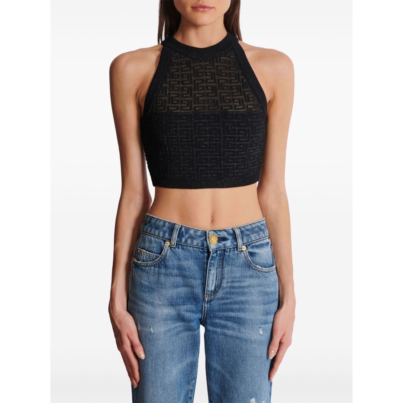 Balmain PB Labyrinth knit top