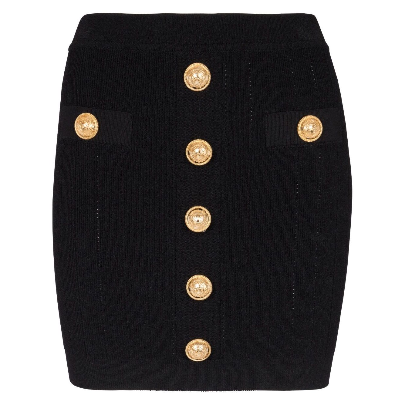 Balmain Button Embellished Knitted Skirt