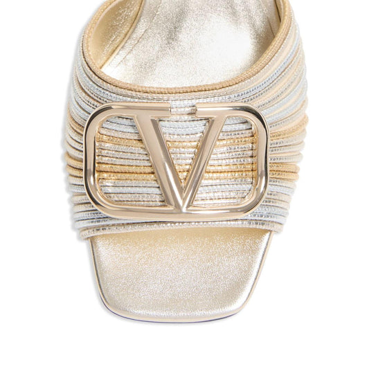 Valentino Garavani Vlogo Signature Metallic Slide Sandal With Cornely Embroidery 60mm WS0HA6XTQBJ1-P25