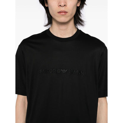 Emporio Armani T-shirt with embossed logo embroidery in lyocell blend jersey Topwear