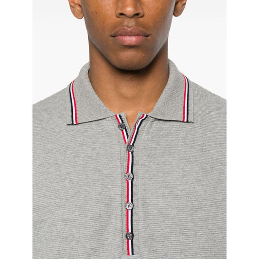 Thom Browne T-shirts and Polos Light Grey with button placket and Rwb cotton polo collar.
