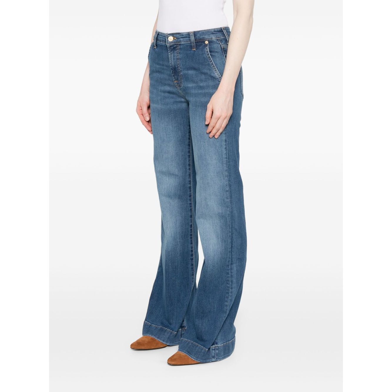 Seven Jeans Blue wide-leg denim with belt loops and pockets