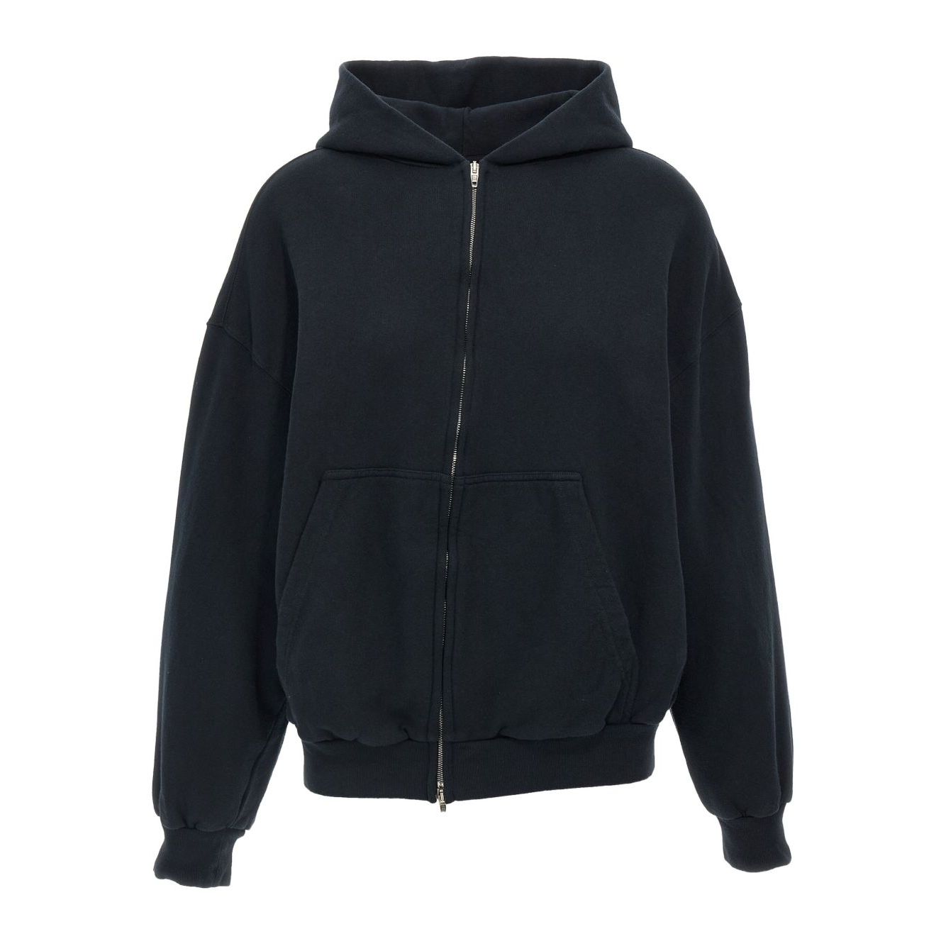 Balenciaga Sweaters Black with dropped shoulders, front zip, and back embroidery. Long sleeves and cuffs. Flipped Uni cotton hoodie.