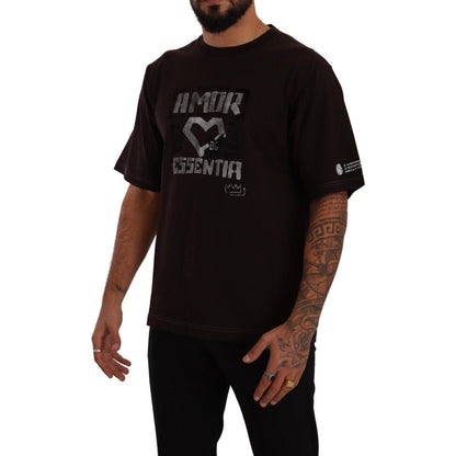 Dolce & Gabbana Bordeaux Cotton L-Amore Print Crewneck T-shirt