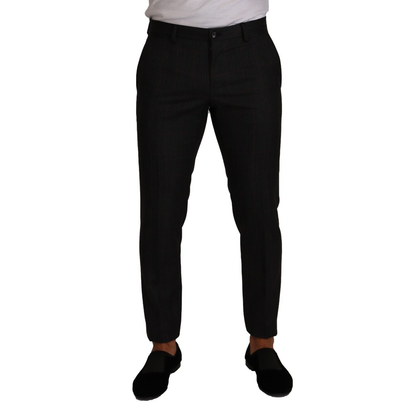 Dolce & Gabbana Gray Check Wool Formal Trouser Dress Pants