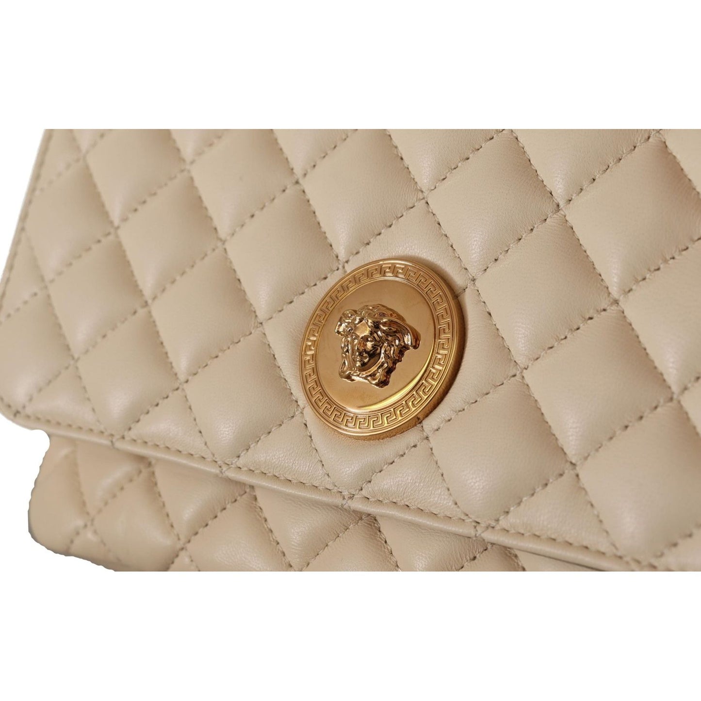 Versace Elegant White Nappa Leather Shoulder Bag 8054712068980