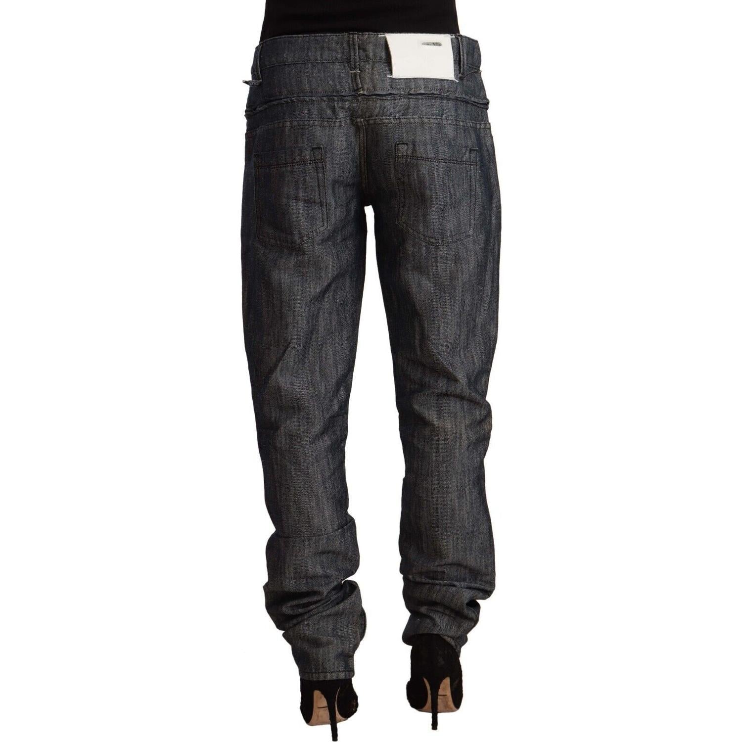 Acht Dark Gray Ramie Mid Wide Waist Straight Denim Jeans