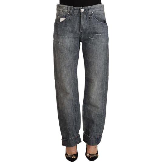 Acht Gray Washed Mid Waist Straight Denim Folded Hem Jeans PAN71814 - 26