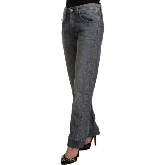 Acht Gray Washed Mid Waist Straight Denim Folded Hem Jeans PAN71814 - 26