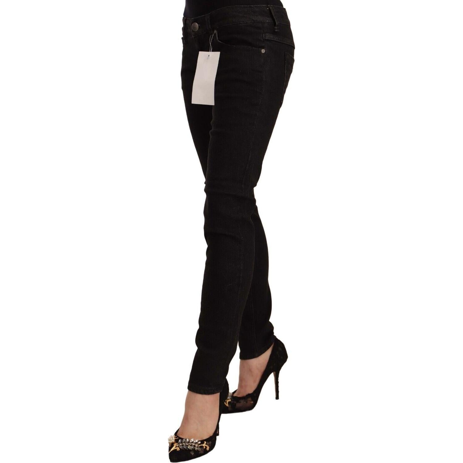 Acht Black Cotton Low Waist Skinny Denim Jeans