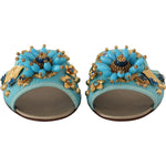 Dolce & Gabbana Blue Crystal Exotic Leather Blue Crystal Sandals LA9785- 35.5