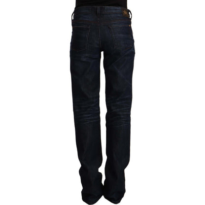 Ermanno Scervino Dark Blue Mid Waist Cotton Denim Straight Jeans