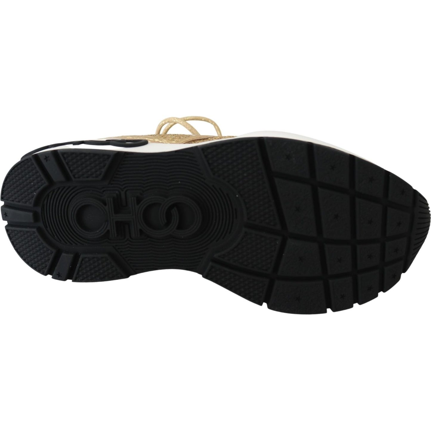 Jimmy Choo Golden Glamour Mesh Leather Sneakers 192954325046