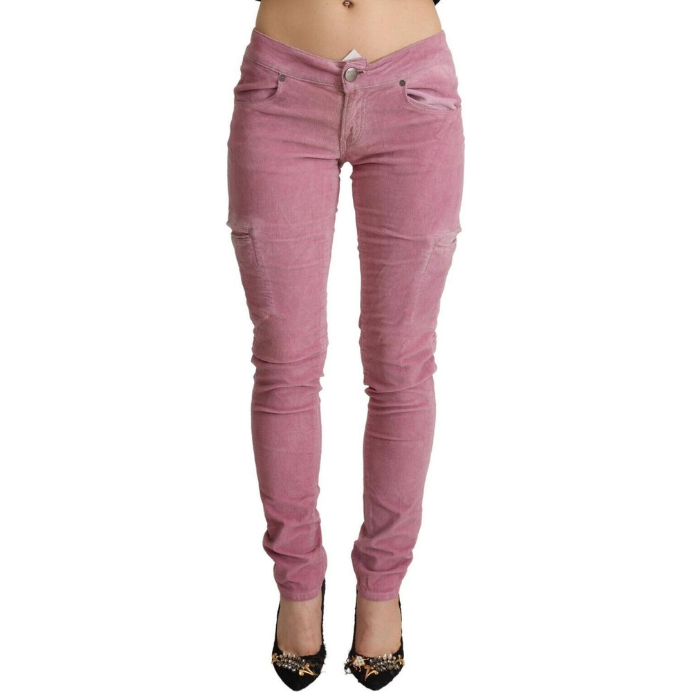 Acht Pink Cotton Low Waist Skinny Denim Cargo Jeans PAN71247 - 40