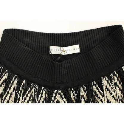 Alice Palmer White Black Knitted Assymetrical Skirt