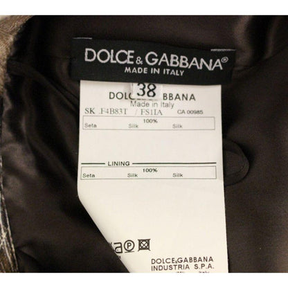 Dolce & Gabbana Brown Floral Silk Straight Full Skirt