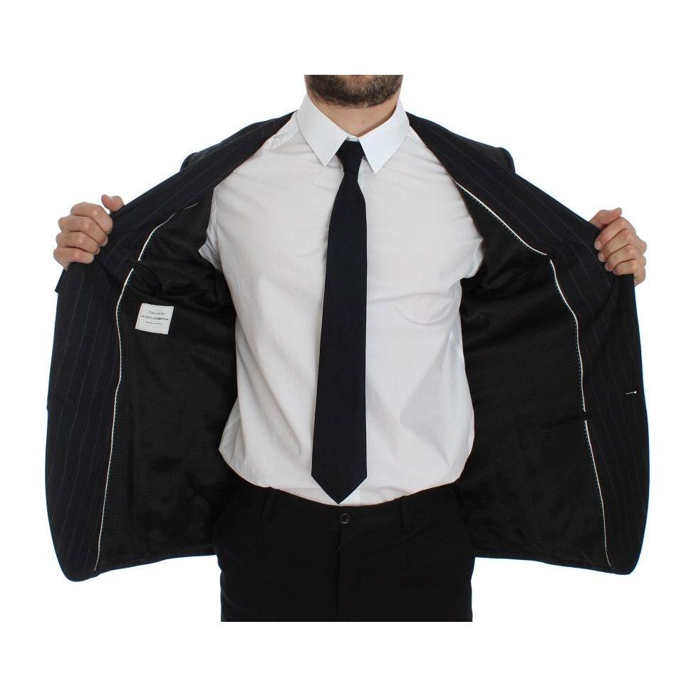 Dolce & Gabbana Gray Striped Slim Fit Wool Blazer