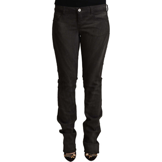 Costume National Black Cotton Mid Waist Skinny Pants