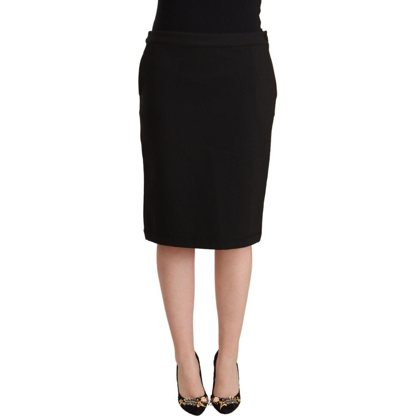 GF Ferre Black Straight Pencil Cut Knee Length Skirt GF Ferre