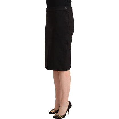 GF Ferre Black Straight Pencil Cut Knee Length Skirt GF Ferre