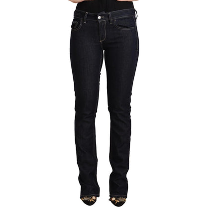 GF Ferre Black Cotton Stretch Low Waist Skinny Denim Jeans