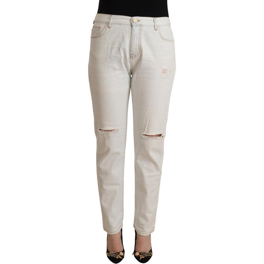 PINKO White Cotton Distressed Mid Waist Skinny Denim Jeans PAN72445 - 28