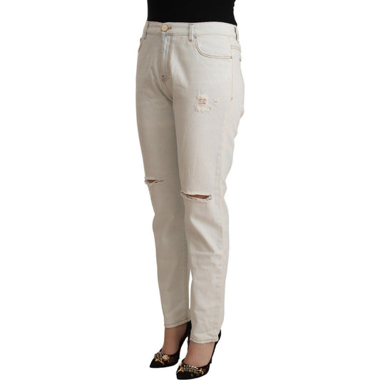 PINKO White Cotton Distressed Mid Waist Skinny Denim Jeans PAN72445 - 28