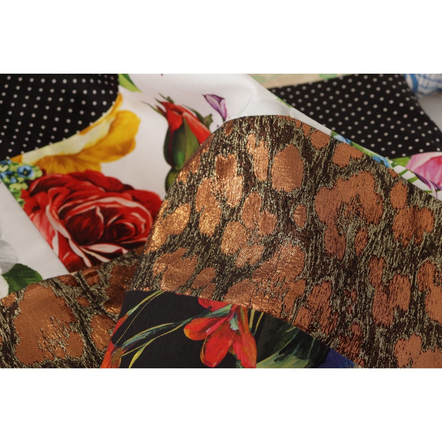 Dolce & Gabbana Multicolor Pachwork Floral Sheath Jaquard Mini Gown Dress