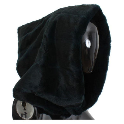 Dolce & Gabbana Green Weasel Fur Crochet Hood Scarf Hat