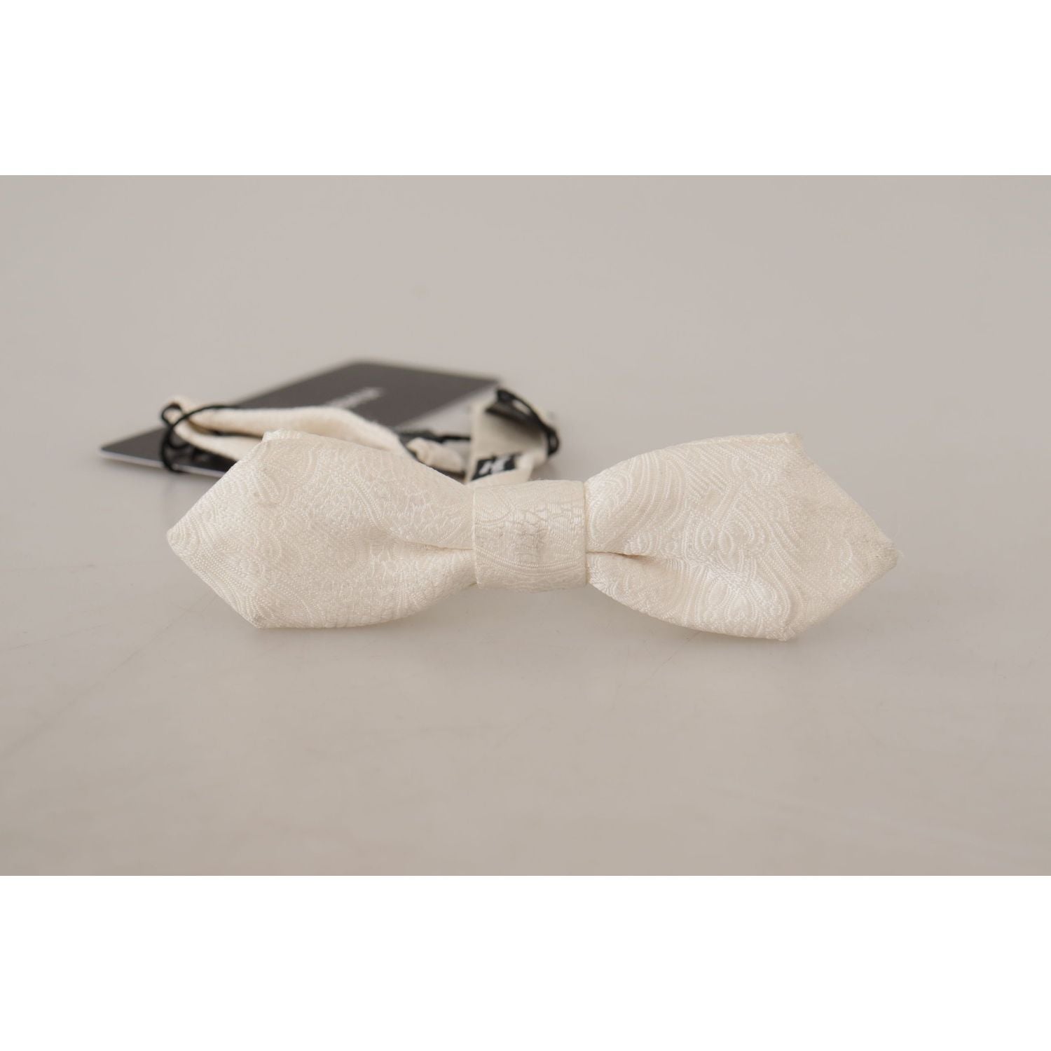 Dolce & Gabbana White 100% Silk Slim Adjustable Neck Papillon Tie