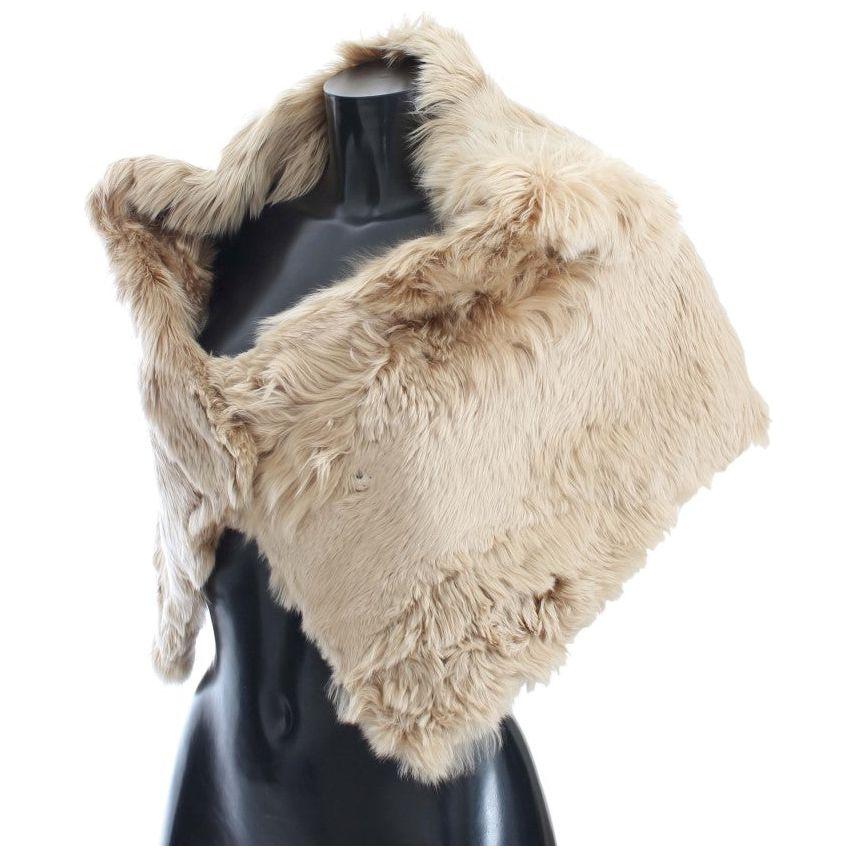 وشاح كتف أنيق من فرو الألبكة من دولتشي آند غابانا باللون البيج