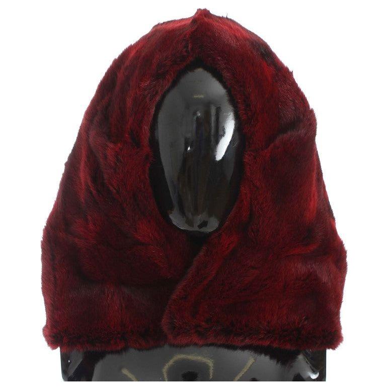 Dolce & Gabbana Bordeaux Hamster Fur Crochet Hood Scarf Hat Hood Scarf
