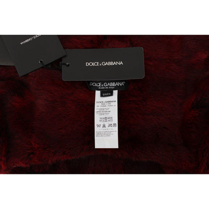 Dolce & Gabbana Bordeaux Hamster Fur Crochet Hood Scarf Hat Hood Scarf