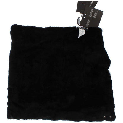 Dolce & Gabbana Black Weasel Fur Crochet Hood Scarf Hat Hood Scarf