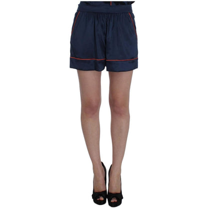 Dolce & Gabbana Blue Silk Stretch Sleepwear Shorts